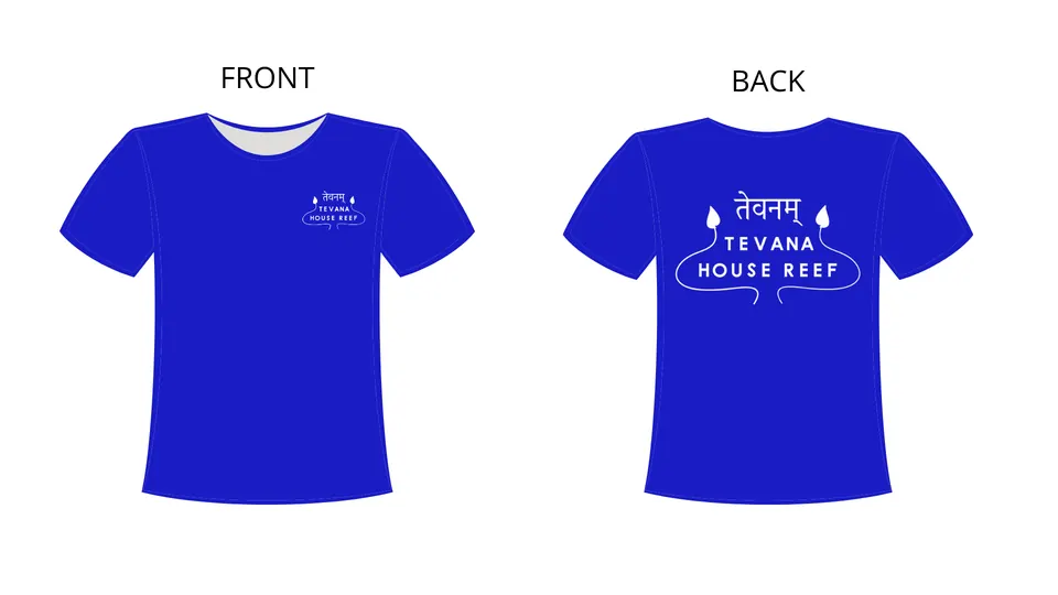 Royal blue tee with the Tevana House Reef mark on the back